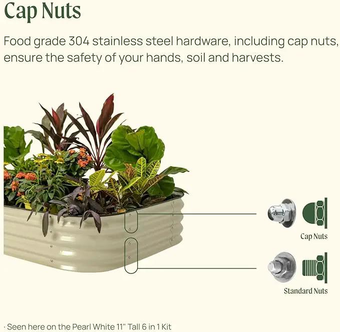 Vego garden Raised Garden Bed Kit, 11" Tall 10 in 1 Modular Raised Garden Beds Kit, Metal Planter Box for Vegetables, Flowers, Herbs, Pearl White by GreenHaven Gardens