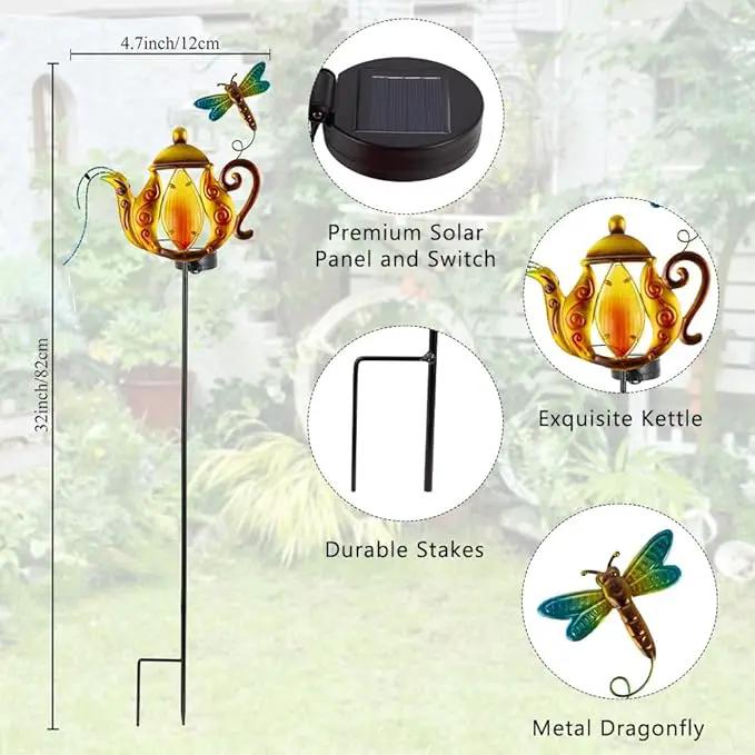 2 Pack Pathway Lights Solar Powered, Metal Solar Lights Outdoor Decorative Yard Ornaments Waterproof Landscape Lighting for Garden, Porch Decor - Yellow by GreenHaven Gardens