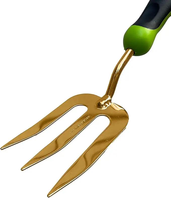 Garden Guru Titanium Hand Weeder Fork Tool – Rust Resistant – Ergonomic Handle – Great for Planting, Spreading Mulch, Weeding, Loosening & Transplanting Soil by GreenHaven Gardens