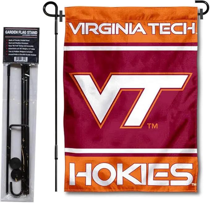 College Flags & Banners Co. Virginia Tech Hokies Garden Flag with Stand Holder by GreenHaven Gardens