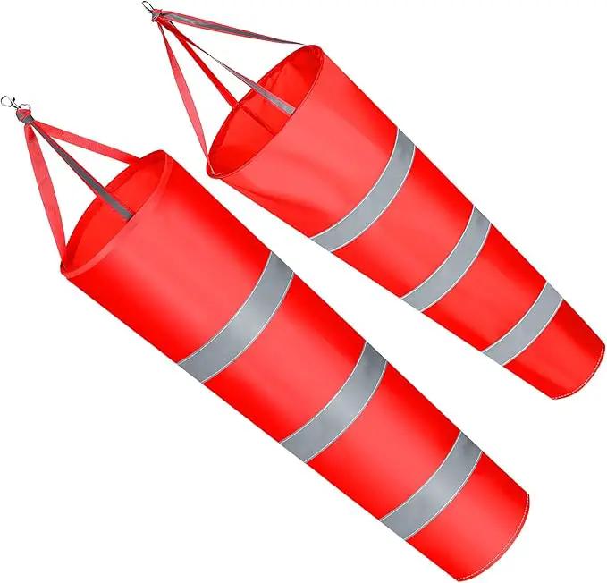 2 Pcs Airport Windsocks Measurement Sock Bag with Reflective Belt Oxford Fabric Ripstop Wind Sock Wind Direction Indicator Windsocks Outdoor Aviation Flag for Airport Farm, 31.5 Inch, 39 Inch(Red) by GreenHaven Gardens
