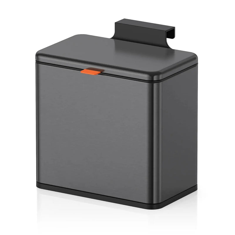 Mbillion Kitchen Compost Bin Hanging Trash Can with Lid 1.05 Gallon Stainless Steel Garbage Can for Kitchen Cabinet Door Mounted Trash Can Under Sink Door RV Bathroom,Brushed Black by GreenHaven Gardens