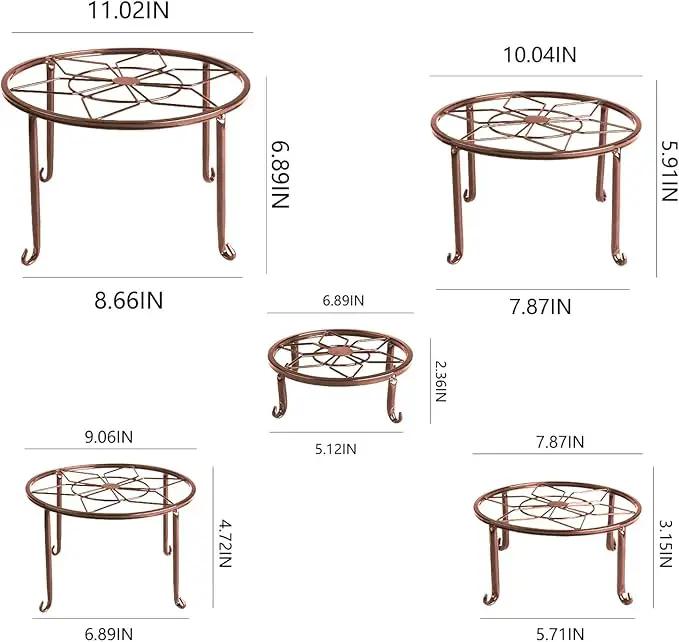 5 Pack Metal Plant Stands for Multiple Plant,Heavy Duty Flower Pot Stands for Outdoor Indoor Plants,Rustproof Iron Round Pot Shelf for Planter by GreenHaven Gardens