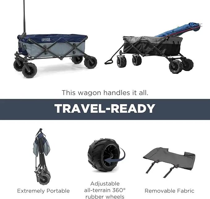 Creative Outdoor Original Folding Wagon All-Terrain Wheels by GreenHaven Gardens