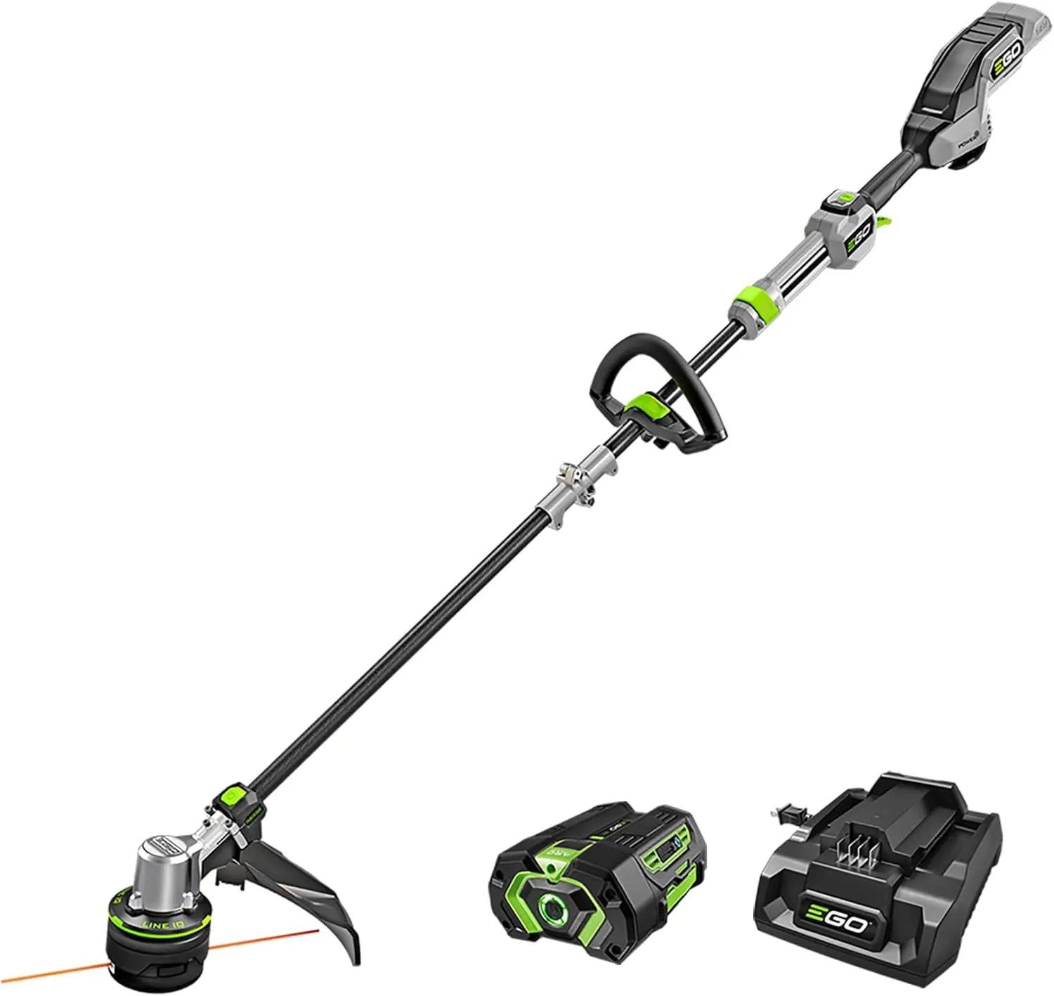 EGO POWER+ String Trimmer, Battery Powered, 16" Trimmer for Weeds and Grass with POWERLOAD, LINE IQ, Telescopic Carbon Fiber Shaft, Includes 56V 4.0Ah Battery and Charger - ST1623T by GreenHaven Gardens