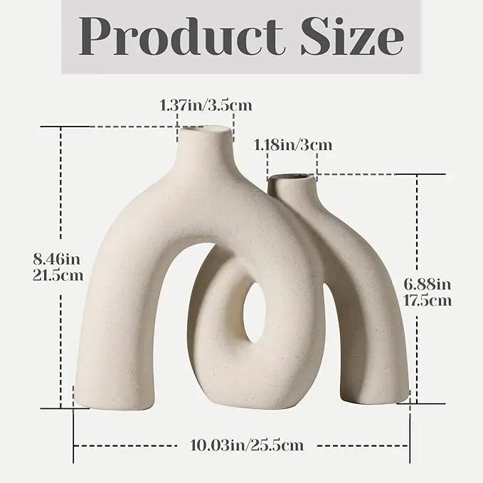 CEMABT Modern Nordic Boho Vase Set - Elegant Beige Matte Ceramic Home Decor for Living Room, Bookshelf, Mantel, Entryway Table & Console Décor | Shelf Decorations Gift by GreenHaven Gardens