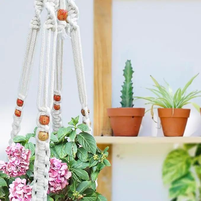 Belit Macrame Plant Hangers Indoor Outdoor 2 Pack Hanging Planters Basket with 2 Hooks Decorative Flower Pots Stand Home Decor by GreenHaven Gardens