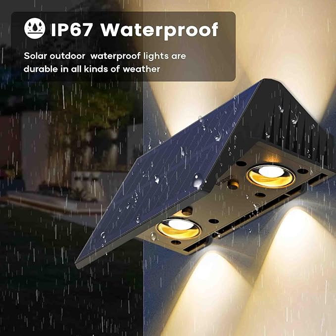 Fence Lights Solar Powered, 12-Pack Solar Fence Lights Up/Down Flexible Buttons, IP67 Waterproof for Outdoor, 120LM Bright, Auto Dusk to Dawn for Wall/Stairs/Yard/Railing/Deck/Pathway (Warm White) by GreenHaven Gardens