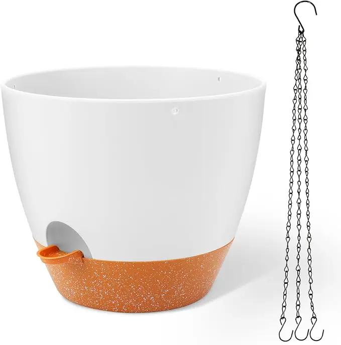 GARDIFE Large Hanging Planter, 12 inch Hanging planters for Indoor. Outdoor Plants, Self Watering Plant Pot, Plant Hanger, White by GreenHaven Gardens
