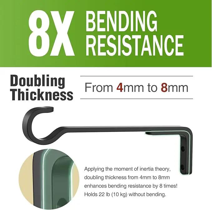 8 Inch 2 Pack Black Heavy Duty Outdoor Plant Hangers for Hanging Baskets, Iron Hanging Plant Brackets for Hanging Plants Outside, Metal Plant Hooks Plant Wall Hooks for Hanging Lantern, Bird Feeder by GreenHaven Gardens