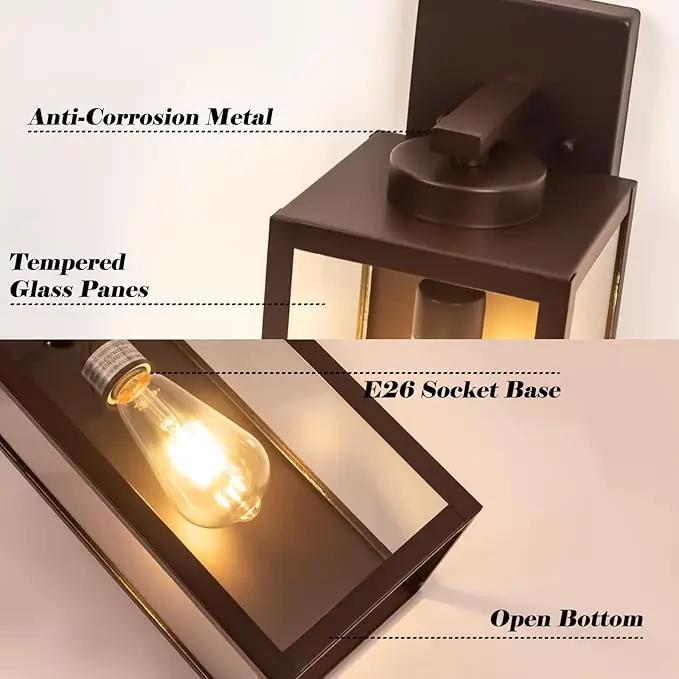 Oil-Rubbed Bronze Outdoor Wall Light Fixture, Large 16" ORB Exterior Wall Lantern, Farmhouse Porch Sconce Lighting, Modern Wall-Mounted Outside Lights for House, Garage, Patio Lamp by GreenHaven Gardens