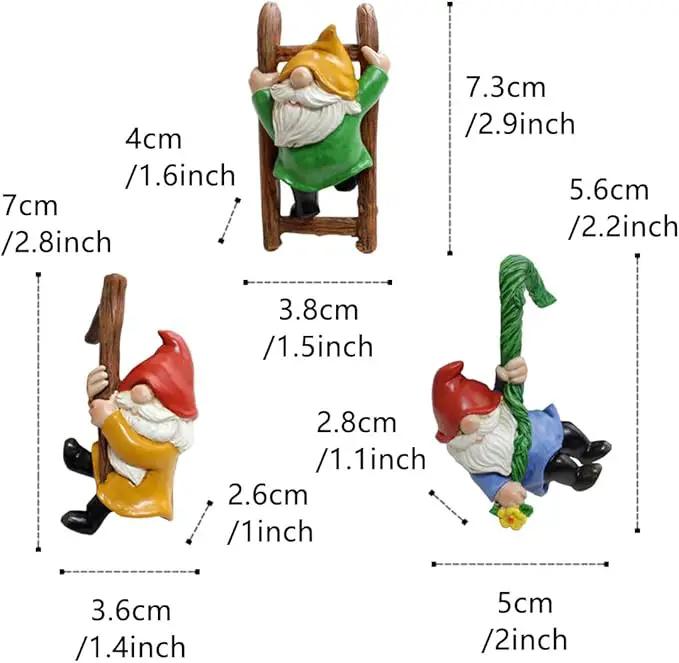 Set of 3 Garden Gnome Statues for Plant Pots Whimsical Climbing Dwarf Figurines Outdoor Garden, Patio, and Home Decor (A) by GreenHaven Gardens