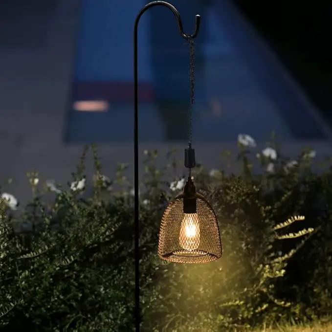 Battery Operated Hanging Light with 6 Hours Timer-Outdoor Indoor Pendant Chandelier Waterproof Lamp Lantern for Gazebo Porch Garden Patio Decorative Metal Warm White Bulb by GreenHaven Gardens