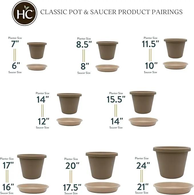 The HC Companies 10 Inch Round Plastic Classic Plant Saucer - Indoor Outdoor Plant Trays for Pots - 10.75"x10.75"x1.75" Sandstone by GreenHaven Gardens