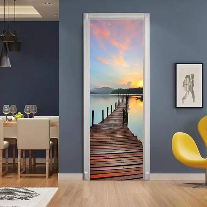 3D Door Stickers Murals - Peel and Stick - PIER - Wallpaper Self-Adhesive Decals - Removable PVC Waterproof Door Poster - Bedroom, Living Room - 37.4" x 78.7" by GreenHaven Gardens