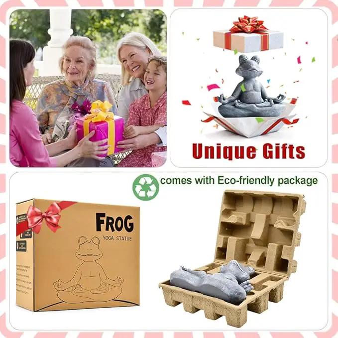 Goodeco 12.5" L×10" H Meditating Yoga Frog Statue - Gifts for Women/Mom, Zen Garden Frog Figurines for Home and Garden Decor, Frog Decorations Gift Ideas, Frog Gifts for Women by GreenHaven Gardens