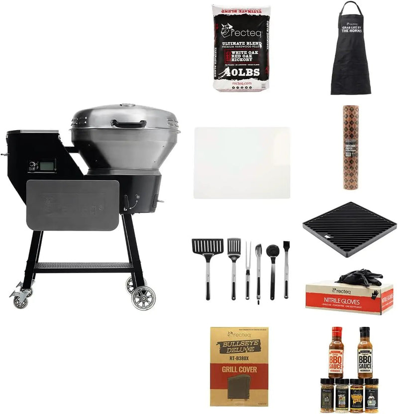 recteq Pellet Grill RT-B380X Bullseye Deluxe + BBQ Masters Bundle, WiFi Enabled Electric Pellet Smoker Grill, Wood Pellets, BBQ Outdoor, Smoke, Sear, and More by GreenHaven Gardens