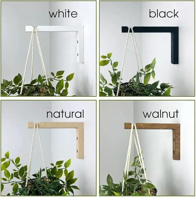 2-Piece Set of Plant Hooks for Wall 6 Inch - L-Shaped Mounted Wooden Plant Hook - Indoor and Outdoor Bracket Plant Hanger for Planters, Lanterns, Bird Feeders and Plant Basket (Natural) by GreenHaven Gardens