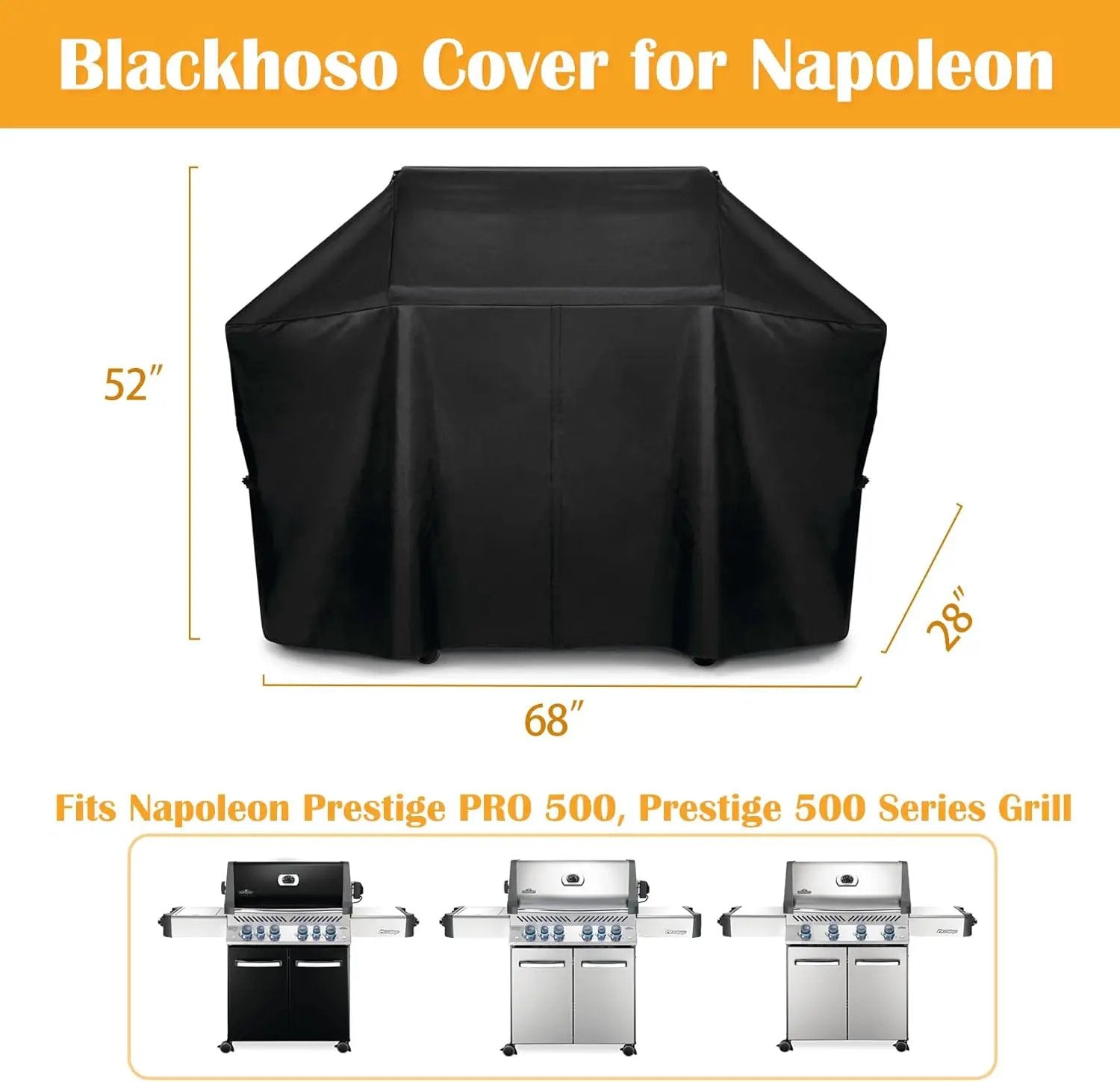 Grill Cover for Napoleon PRO Prestige 500 Series Grill, Heavy Duty Waterproof UV Resistant Cover for Napoleon, Outdoor Barbeque Grill Accessories by GreenHaven Gardens