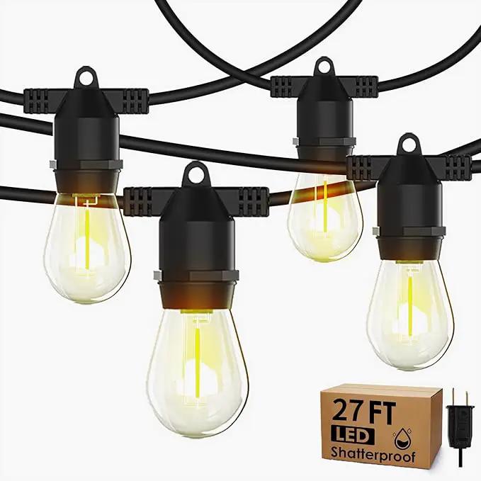 Led String Lights Outdoor 27Feet S14 Patio Light, Edison Shatterproof Bulbs Weatherproof Strand, Commercial Grade Patio Lights, Decorative for Garden or Patio by GreenHaven Gardens