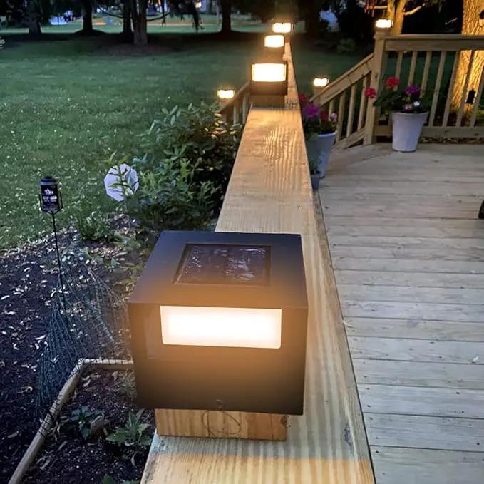 Viewsun 4 Pack Solar Post Lights, Outdoor Garden Solar Powered Fence Post Cap Lights with SMD LEDs Waterproof Light Decorative for Fence Deck or Patio Decor, Fits 4x4, 5x5 or 6x6 Wooden Posts by GreenHaven Gardens