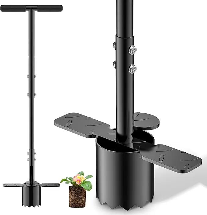 BreeRainz Bulb Planter Tool Long Handle,Height Adjustable Sod Plugger Tool w/ 3.5" Wide Serrated Base,Heavy Duty Dual-Peda Garden Tool for Planting Tulips, Iris, Daffodils,Soil Sampler Transplanting by GreenHaven Gardens