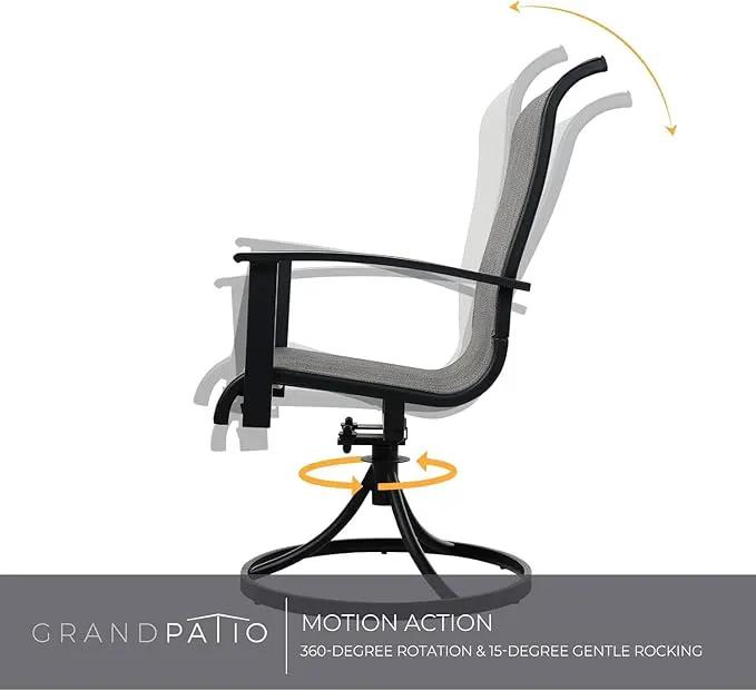 Grand patio Outdoor Swivel Dining Chairs 6-Piece Patio Dining Chair Set Mesh Sling Patio High Back Swivel Rockers, Mixed Coffee by GreenHaven Gardens