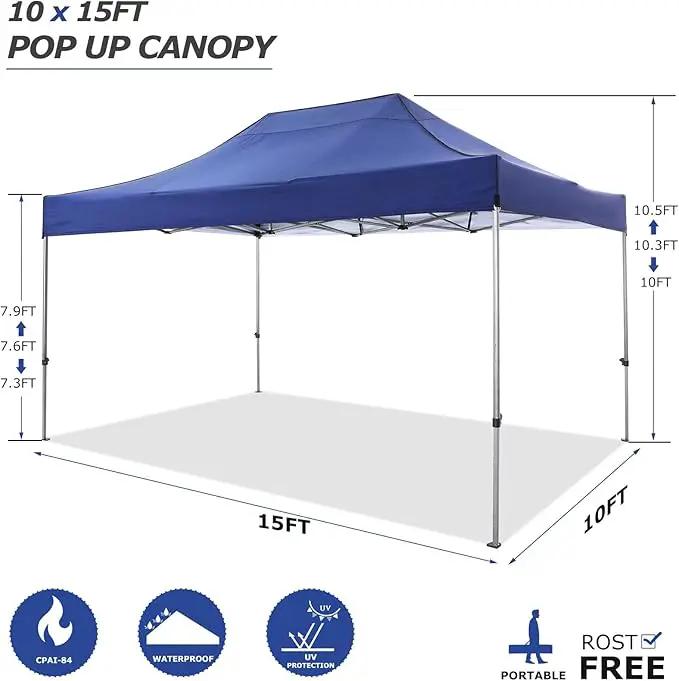COBIZI 10x15 Pop up Canopy Heavy Duty Tent with 4 sidewalls Commercial Outdoor Canopy Event Tents All Season Wind & Waterproof Gazebo with Carry Bag, Dark Blue(Frame Thickened) by GreenHaven Gardens