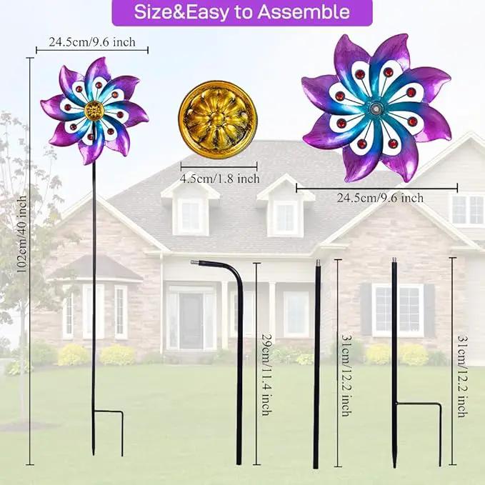 DREAMYSOUL Wind Spinners Outdoor, 9.6" Dia*40" H Metal Garden Pinwheels, Kinetic Wind Spinners for Yard and Garden Lawn Art Decor (Purple) by GreenHaven Gardens