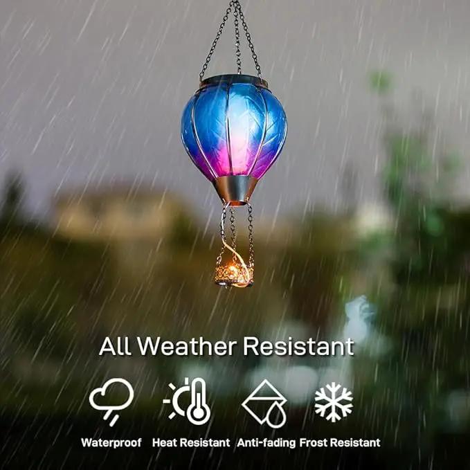 Starsoul Hot Air Balloon Solar Lantern with Candle Holder Glass Solar Hot Air Balloon Lantern with Flame Solar Hanging Hot Air Balloons Decorative for Lawn Porch Tree Yard by GreenHaven Gardens