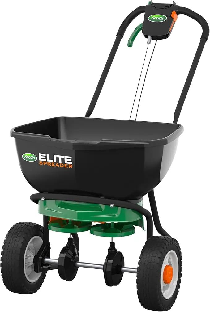 Scotts Elite Spreader for Grass Seed, Weed and Feed, Fertilizer, Salt and Ice Melt, Durable Push Spreader Holds up to 20,000 sq. ft Product by GreenHaven Gardens