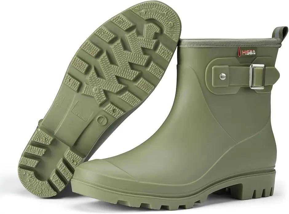 HISEA Women's Ankle Rain Boots Waterproof, Fashion Short Garden Shoes Anti-slip for Women with Comfortable Insole by GreenHaven Gardens