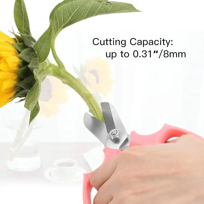 Flower Scissors, Strong Floral Shears,3PCS Premium Steel Garden Pruning Shears Floral Fruits Leaf Scissors Hand Pruner Snip Trimming Tool for Gardening Flower Arrangement, Pink by GreenHaven Gardens