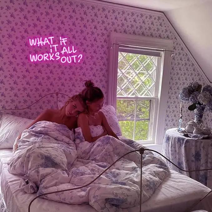 WLHOPE What If It All Works Out Neon Sign Pink Neon Signs for Wall Decor Dimmable Neon Lights LED Sign for Bedroom,Living Room,Bar,Party,Christmas,Birthday Gift by GreenHaven Gardens