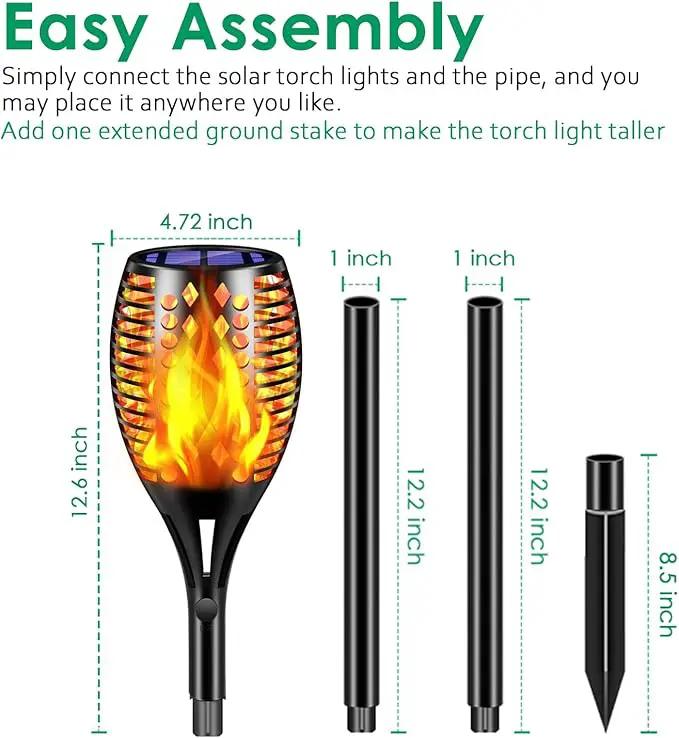 TomCare Solar Lights Upgraded, 43" Waterproof Flickering Flames 96 LED Torches Lights Outdoor Solar Landscape Decoration Lighting Dusk to Dawn Auto On/Off Pathway Lights for Garden Patio Driveway (4) by GreenHaven Gardens