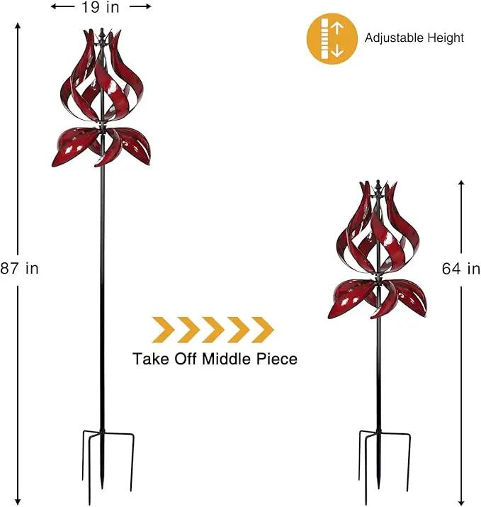 Yard Garden Wind Spinners - Large Outdoor Metal Wind Spinners with Stake, Yard Art Lawn Garden Decor (19" W x 87" H) by GreenHaven Gardens