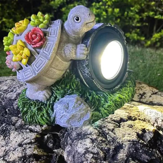 Garden Statue Turtle with Solar Spot Lights Outdoor Waterproof, Solar Figurines Turtle Light for Outside Pathway, Patio, Yard, Lawn, Porch, Home Decoration, Unique Gift. by GreenHaven Gardens