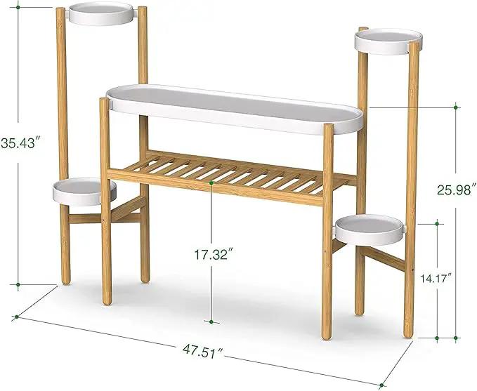 Bamboo Plant Shelf Indoor, 3 Tier Tall Corner Plant Shelves Holder & Plant Display Rack for Outdoor Garden Indoor Home by GreenHaven Gardens