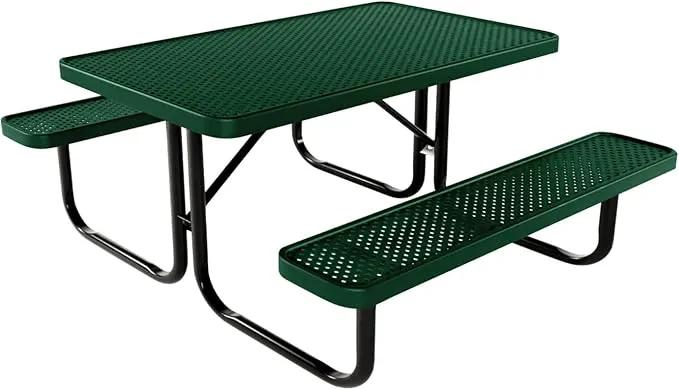 Coated Outdoor Furniture Heavy-Duty Portable Outdoor Kids Table, Punched Steel Kids Picnic Table, Commercial-Grade Picnic Table, Made in America (4ft Rectangular, Childrens, Green) by GreenHaven Gardens