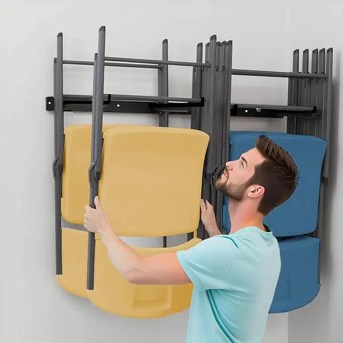 Garage Tool Organizer Wall Mount, 2Pack Folding Chair Storage Rack, Heavy Duty Garden Tool Holder for Hanging Shovel Rake Broom Ladder by GreenHaven Gardens