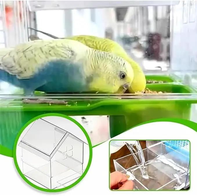 2026 New Pull-Out External Parrot Feeder, Bird Bath for Cage, 7*6*5.5in Bird Feeder House, Transparent Parakeet Cage Accessories, Easy To Fill, Clean, Long-Lasting, for Finch and Hummingbird (MIX) by GreenHaven Gardens
