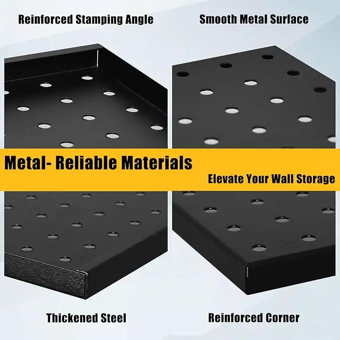 6 Pcs Metal Pegboard Panels, Heavy Duty Peg Boards for Garage and Garden Tool Storage, Includes Drywall Anchors and Screws Kits, Black by GreenHaven Gardens