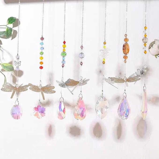 Pack of 7 Crystal Suncatchers Dragonfly Pendant Rainbow Maker Hanging for Window Wedding Garden Decor by GreenHaven Gardens