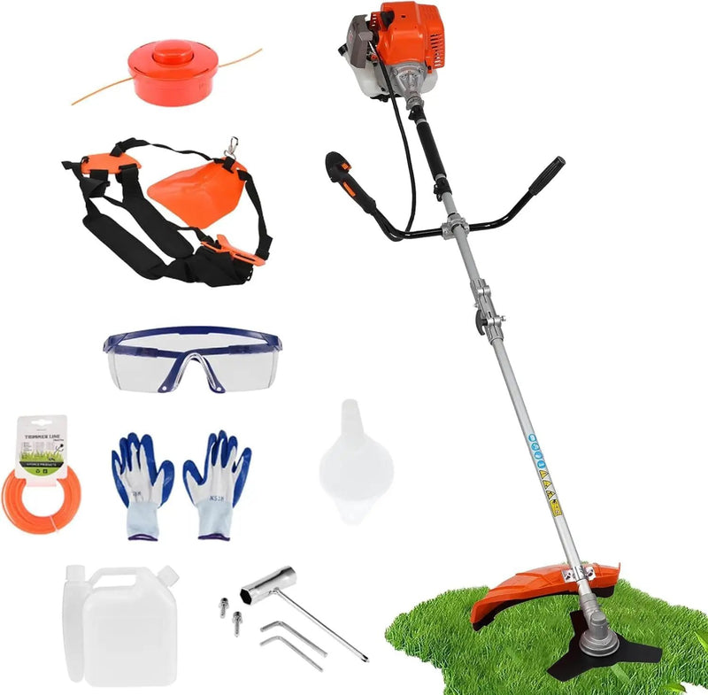 Gas Weed Wacker Cordless 2 in 1 String Trimmer, 52cc 2 Cycle Weed Eater with Anti-Slip Handle Brush Cutter Garden Tools Edger Lawn Tool (Orange) by GreenHaven Gardens