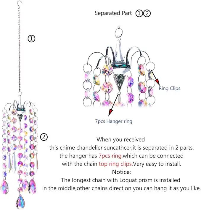 H&D HYALINE & DORA Chandelier Wind Chimes AB Coating Crystal Prisms Hanging Suncatcher Pendant Home Decor Gifts by GreenHaven Gardens
