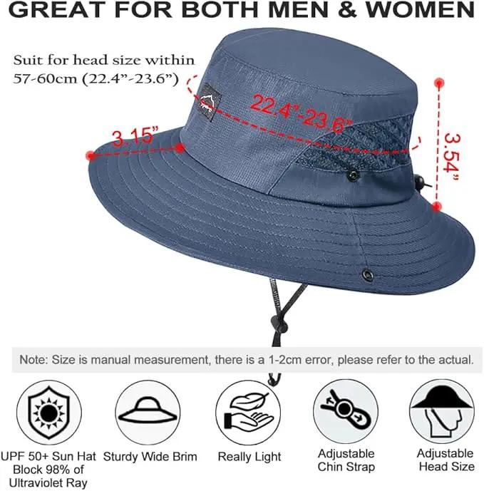 Fishing Hat, UPF50+ Wide Brim Sun Hat for Men Women, UV Protection Hiking Beach Bucket Hats Summer Safari Hat by GreenHaven Gardens