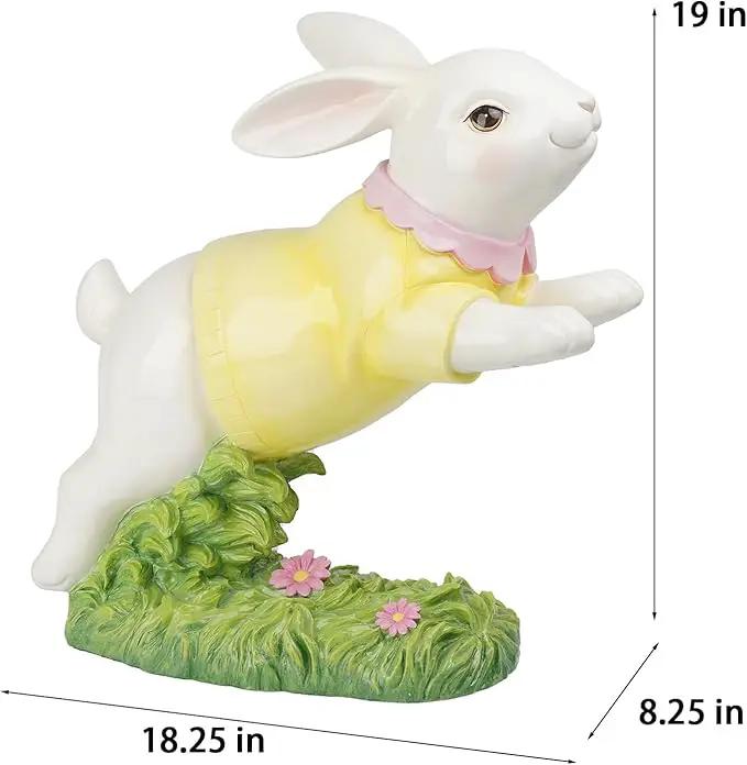 Braxio Bunny Decor Garden Outdoor Statues - Resin Large Leaping Bunny Decor Rabbit Statue Easter Decorations Garden Decor for Outside Yard 18.25 * 8.25 * 19 Inch by GreenHaven Gardens