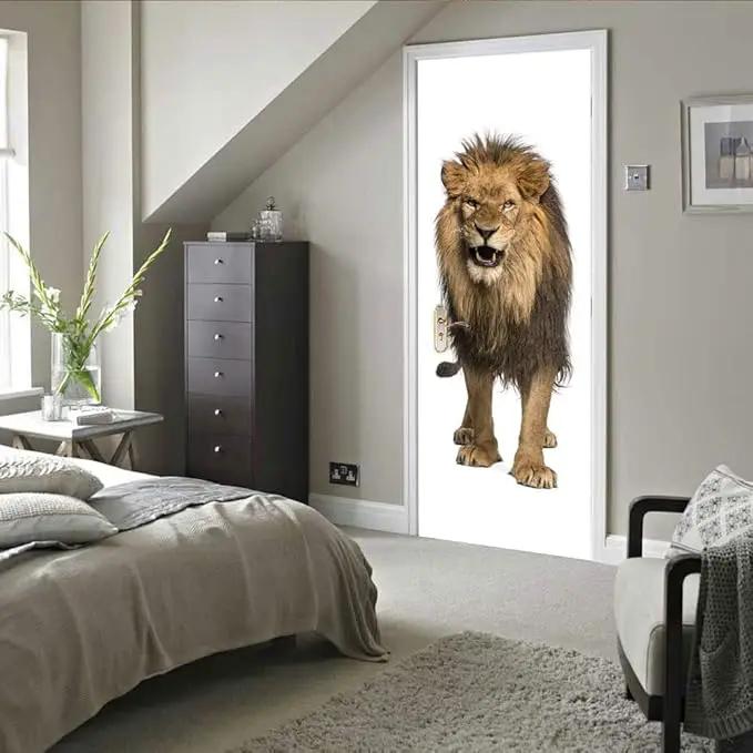 3D Peel & Stick Murals - Lion - Wallpaper, Self-Adhesive, Removable PVC, Waterproof - 37.4 x 78.7 inch for Bedroom & Living Room Decoration by GreenHaven Gardens