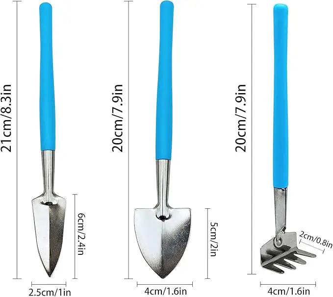 Mini Gardening Tools, 3Pcs Stainless Succulent Tools Kit Shovel Rake Trowel, 2 Colors Hand Shovel for Gardening for Indoor Small Plants, Succulents, Potted Plants, Bonsai (Pink) by GreenHaven Gardens