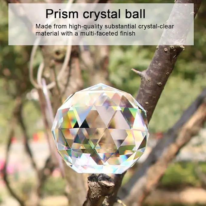 2 Pack Clear Glass Crystal Ball Prisms Window Rainbow Maker Sphere Faceted Gazing Ball Prism Prism Suncatcher for Home Décor, Feng Shui, (60mm /2.36inch, 2 pcs) by GreenHaven Gardens